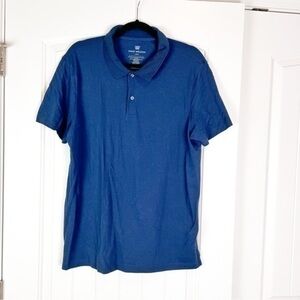 Mack Weldon polo shirt mens size large blue golf short sleeve collar